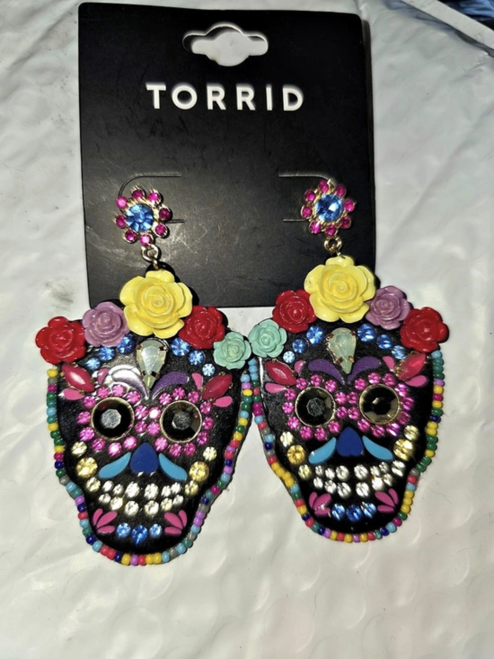 Torrid Sugar Skull Dangle Earrings – Gothic Halloween Floral NEW